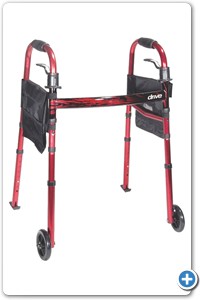 Andadera Deluxe 10263
Estructura de aluminio esmaltado en color rojo.
Sistema de plegado en parte superior por medio de palancas.