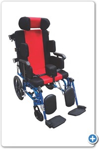 Estructura de aluminio en color azul.
Ancho del asiento: 19”.
Asiento, respaldo y cabecera tapizado en tela.
Cabezal ajustable.
Incluye arnés de seguridad.
Reclinable de 90º hasta 160º.
Incluye dos palancas, una para reclinar el respaldo y la
otra palanca para reclinar totalmente la silla.
Descansabrazos rectos fijos.
Cojines laterales y cojín abductor, tapizados en tela.
Elevapiernas abatibles y desmontables.
Ruedas traseras de 19”, con rin de policarbonato.
Ruedas delanteras de 6”.
Sistema anti vuelco.
Soporta 110 kg.
